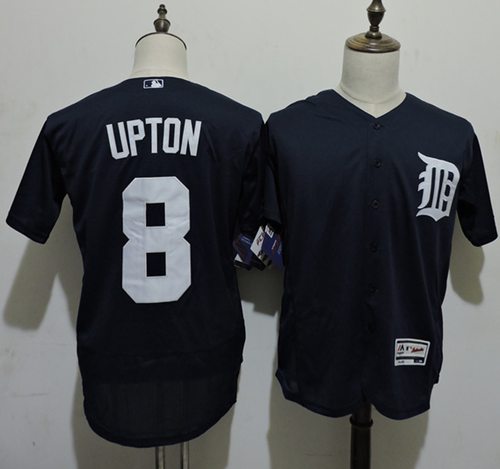Tigers #8 Justin Upton Navy Blue Flexbase Authentic Collection Stitched MLB Jersey - Click Image to Close